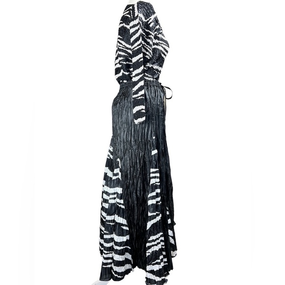 Pleats Collection Zebra Crinkle Maxi Skirt Set Large Y2K Jungle Artsy Bold - Picture 3 of 12